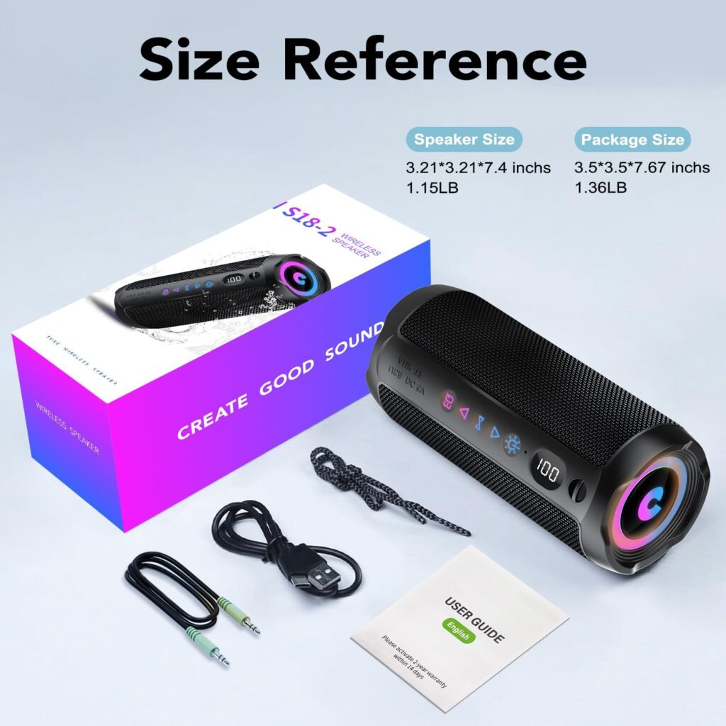 coffret de l'Enceinte Bluetooth Puissante 5.4 avec tous ses accessoires